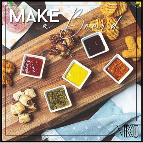 Set of 6 - Mini Square White Porcelain Dipping Sauce Bowls  (White) - Picture 4 of 8